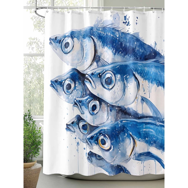 fish shower curtains bath accessory sets GDHBLING bass Fishing Curtain Men Natural Animal Shower Curtain Set with Hooks Cloth Fabric Water Resistant Weighted Decorative,Turquoise,72x72 Inch : Home & Kitchen Size Options Summer Ocean Teal Coral Shower