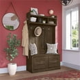 thumbnail image 2 of Pemberly Row Engineered Wood 40W Hall Tree and Shoe Bench with Doors - Ash Brown, 2 of 7