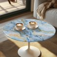 thumbnail image 2 of SEANATIVE Round Cocktail Table Covers with Elastic Fit Functional Tablecloths Easy to Use Decorative Small Round Table Topper Cap for Celebrations Parties 24'' Diameter, Marble Light Blue Gold, 2 of 7
