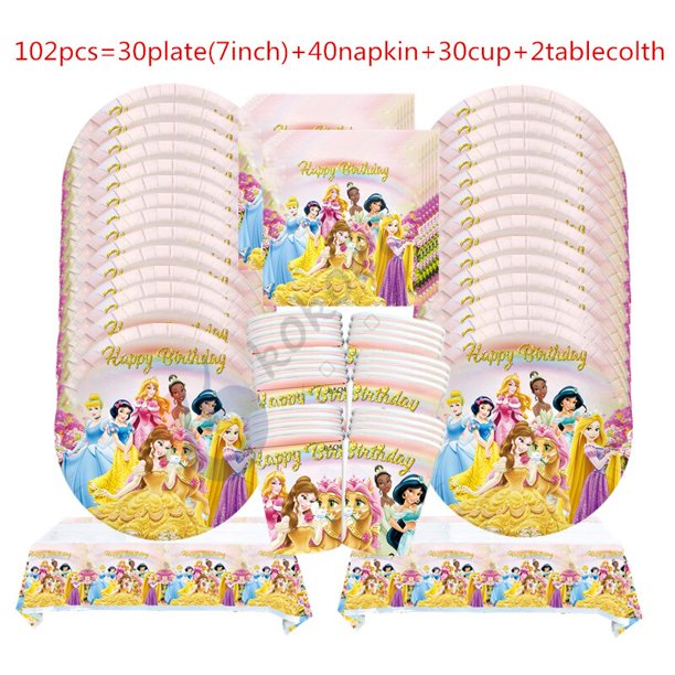 1Set Disney Princess Snow White Bell Girl Birthday Party Supplies cup plate flag ballon for Kids Baby Shower Birthday Party Dec Gao Jinjia LED