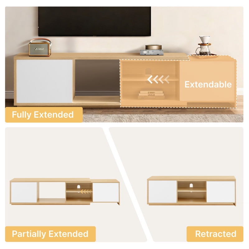 Spruce & Spring Extendable TV Stand for Large TVs up to 90 inches for Living Room