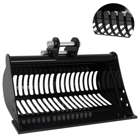 Excavator Screening Bucket, Excavator Attachments Soil Sieving Buckets for Small Digger, Black Filter Frame, Wear-Resistant Excavator Accessory, 24x10.8x12.6 Dimensions for Agriculture