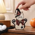 thumbnail image 5 of syligr Wooden Black Cat Figurine for Halloween Decorations, Black Cat Ornament for Mantel Shelf, Vintage Halloween Decor for Table Centerpiece, Home Party Decor Gift, 8Inch, 5 of 6