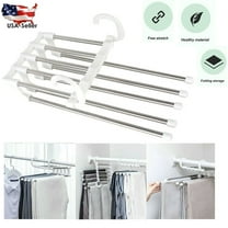 Pants Rack Shelves 5 in 1 Multi-functional Stainless Steel Wardrobe Magic Hanger White