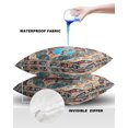 thumbnail image 4 of Pack of 2 Outdoor Pillow Covers, Meddle Century Vintage Floral Mural Pattern Waterproof Square Throw Pillowcase Cushion Decorative Pillow Covers for Couch Patio Tent, 20x20 in, 4 of 6