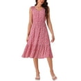 thumbnail image 1 of Vestido de verano bohemio para mujer Inspire Chic, con escote en V, estampado floral, midi en capas, casual, rojo, talla M, 1 of 5