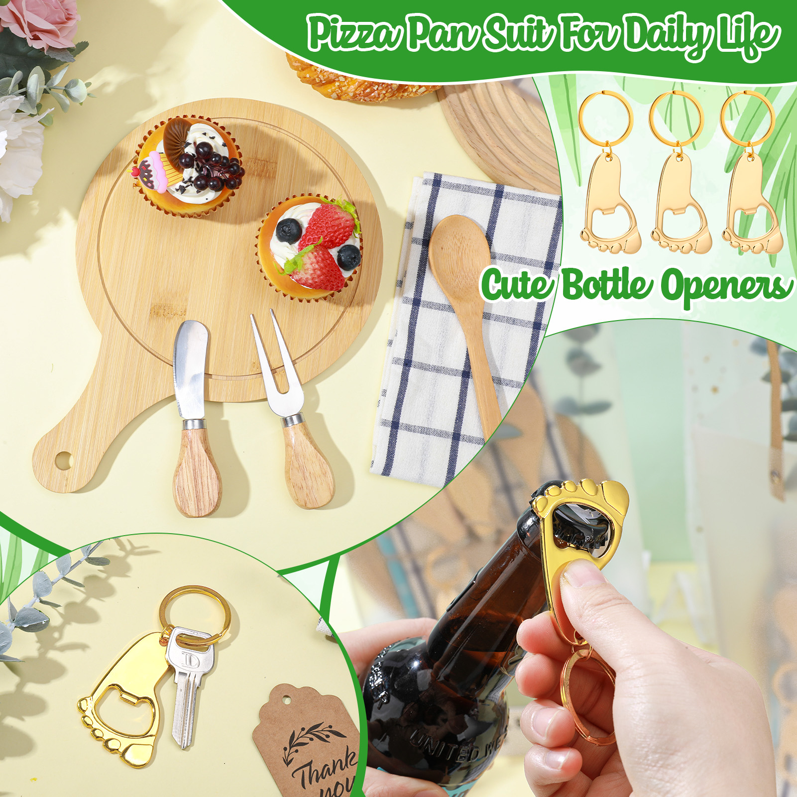 sixwipe 80 PCS Baby Shower Prizes for Game Winners, 6 Set Gift Bags with Cheese Boards,Spoons,Plaid Towels,Eucalyptus Stems,Thank You Cards,Perfect for Bridal Shower,Wedding