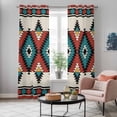 thumbnail image 6 of Kitchen Curtains 84 Inch Length 2 Panels, Aztec Vintage Grommets Window Treatment Curtain, Boho Geometric Red Modern Abstract Thermal Curtains Drapes for Living Room/Bathroom, 6 of 9