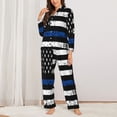 thumbnail image 2 of Rateoe Thin Blue Line Flag Pattern Womens Pajamas Set Long Sleeve Sleepwear Button Down Nightwear Soft Cotton Pj Lounge Sets-Medium, 2 of 7