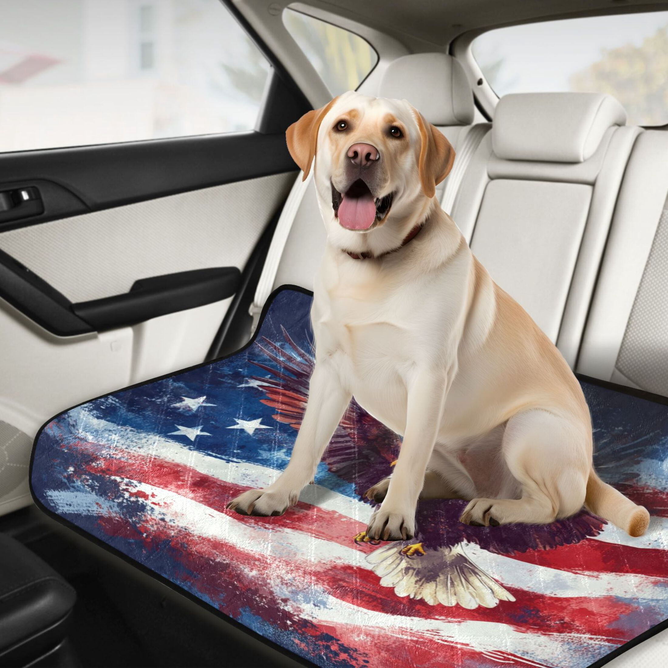 Qxltty American Flag with Eagle Cat litter Pads Pet Set of 2 Diaper Mats Center Anti-leakage Layer Absorbent Soft and Comfortable