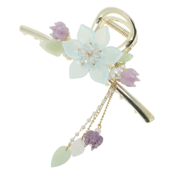 Unique Bargains 1 Pc Fashion Flower Hair Clips for Home Gold Tone Colorful