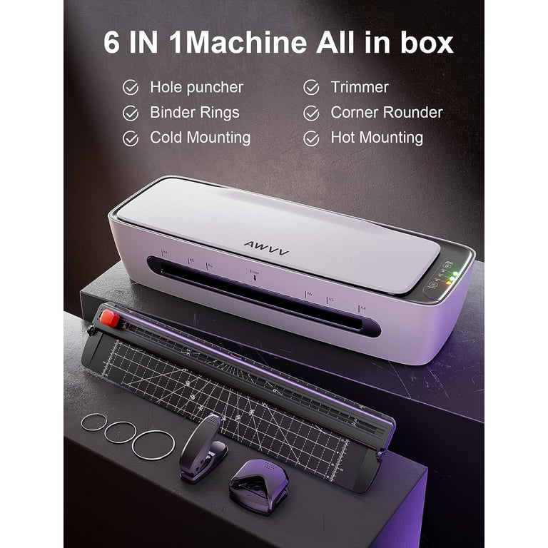 IMLIKE A4 Laminator Machine with Paper Trimmer: 6 in 1 Hot Laminator with  10 Laminating Sheets, Corner Rounder, 5 Book Binder Rings, Single Hole  Punch, 9 Inches White Laminator for Home/Office/School - Yahoo Shopping