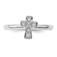 thumbnail image 3 of White Topaz Sterling Silver Rhodium Cross Ring, 3 of 6