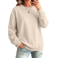 thumbnail image 2 of Hearthz Womens Crew Necks Sweatshirts Solid Color Drop Shoulder Long Sleeve Pullover Top Fall Winter Athletic Workout Oversized Sweatshirt for Women Beige XXL, 2 of 7