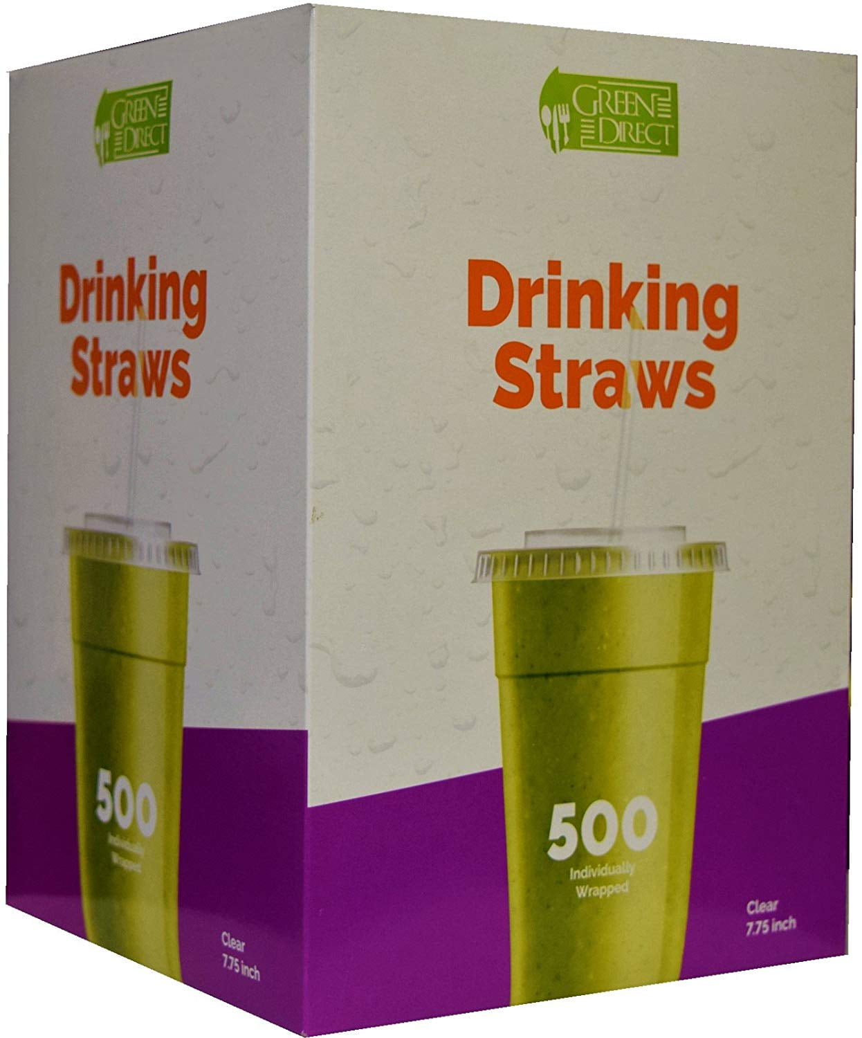Disposable Plastic Drinking Straws 7.75 Inch Individually Wrapped Clear