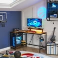 thumbnail image 3 of Bestier 52" Gaming Desk with LED Lights L Shaped Desk with Power Outlet & Monitor Stand Corner Computer Desk in Rustic, 3 of 11