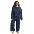 thumbnail image 6 of U.S. Polo Assn. Women's Long Sleeve Cotton Span Top and French Terry Wide Leg Pant Pajama Sleep Set, 2-Piece, Sizes S-3X, 6 of 7