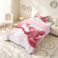 thumbnail image 2 of Manfei Soft Abstract Marble Twin Comforter Sets, Fluid Swirl Bedding Set, Pink White Gold, Pink Reversible 2 Pieces, 1 Comforter and 1 Pillowcase, 2 of 6