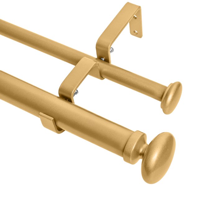 Meriville 1-Inch Diameter Prima Telescoping Double Window Treatment Curtain Rod, 28-Inch to 48-Inch, Royal Gold