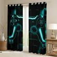 thumbnail image 2 of 38"Wx45"L Window Curtains Gamer 30%-50% Blackout Curtains Gaming Curtains & Drapes Teal Black Teens Gamer Game Geometric Window Treatments 2 Panels Gamer Gifts, 2 of 6