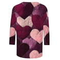 thumbnail image 4 of Axiiglly 3/4 Length Sleeve Womens Tops Heart Print Going Out Tops Comfy Soft Crew Neck Tees Pullover Fashion Lightweight T-shirt Valentine's Day Graphic Plus Size Casual Tops, 4 of 5