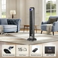thumbnail image 3 of 42" Tower Fan with Remote, 80° Oscillating Quiet Floor Fan for Bedroom, 28dB Low Noise, LED Display, 3 Speeds & Modes, Aromatherapy & Sleep Light, Black Floor Standing Fan for Home Office, 3 of 9