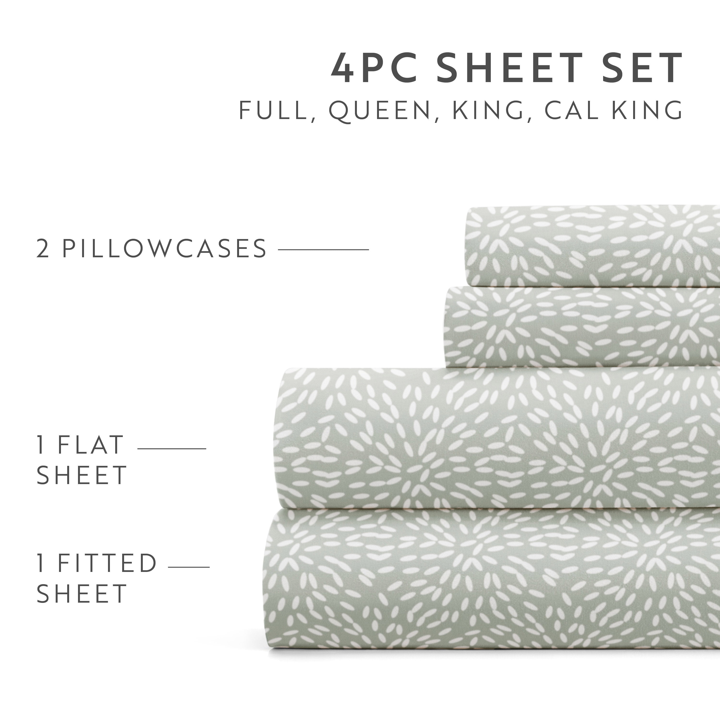 Noble Linens 4 Piece Green Mist Modern Circles Patterned Sheet Set, Twin