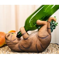 Wet Your Whiskers Drinking Brown Striped Kitten Cat Wine Bottle Holder Figurine