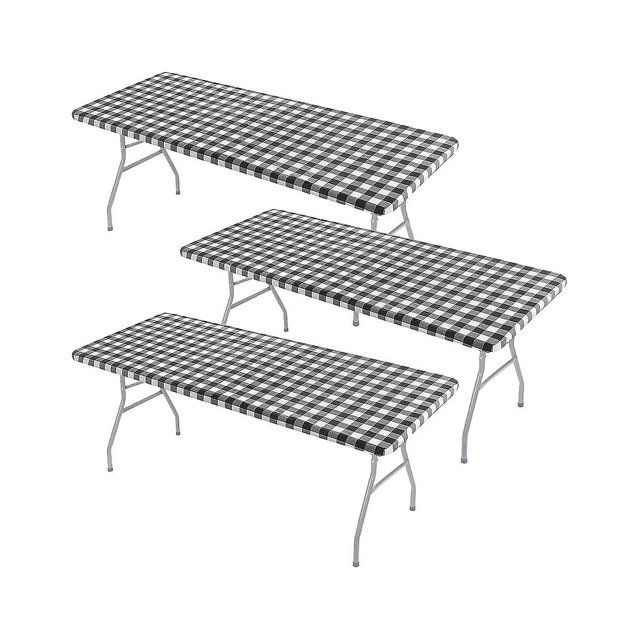 Mantel ajustable Yashi de 3 piezas para mesa Funda de vinilo elástica impermeable con franela negra