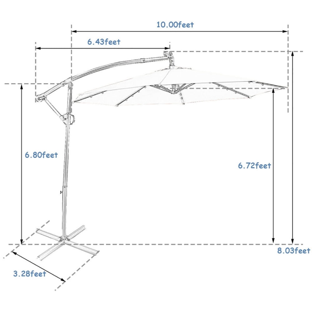 Aimee Lii 10 ft 360° Rotation Solar Powered LED Patio Offset Umbrella, Table Umbrella Outdoor Patio, Blue Aimee Lii 10 ft 360° Rotation Solar Powered LED Patio Offset Umbrella, Table Umbrella Outdoor Patio, Blue