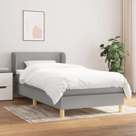 vidaXL Box Spring Bed with Mattress Light Gray Twin Fabric