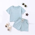 thumbnail image 4 of Tkrady Baby Boys Clothes Summer New Solid Color Cotton Soft Short Sleeve T Shirt Tops Shorts 2 Piece Set, Sizes 0-6 Years, 4 of 7