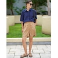 thumbnail image 4 of Zeagoo Womens Bermuda Shorts Casual Back Elastic Waist Wide Leg Shorts Knee Length Cargo with Pockets, 4 of 6