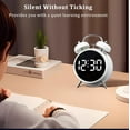 thumbnail image 2 of Twin Bell Alarm Clock, LED Display Digital Clock with Night Light, USB Rechargeable/Battery Operated Loud Bell Metal Alarm Clock for Office Bedroom (White), 2 of 7