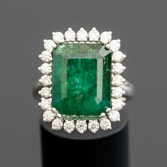 Lab Emerald ring for women, Vintage emerald ring, Emerald diamond ring, Statement ring for her,