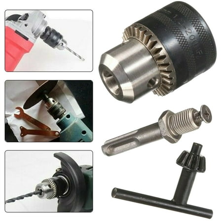 

Electric Drill Chuck Three Piece Light Wrench Drill Chuck 1.5-13mm 1/2-20unf Threaded & SDS Electric Hammer Round Handle Conversion Rod By TWSOUL