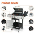 thumbnail image 3 of Gundir 3-Burner Propane Gas Grill with Side Burner, 37230 BTU Stainless Steel BBQ Grill, Enameled Cast Iron Grates & Foldable Side Tables, Heavy-Duty Wheels for Outdoor Cooking, 3 of 7
