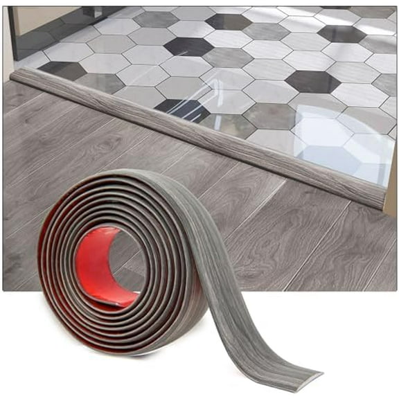 Self Adhesive Vinyl Strip for Joining Floor Gaps, Carpet Thresholds - 10 FT, 1.57in, Gray