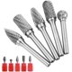 thumbnail image 1 of 5PCS 610mm Double Cut Rotary Burrs Tungsten Carbide Die Grinder Bit 6.35mm Cylindrical Shank Rotary Engraving Burrs For Woodworking, Metal Polishing, 1 of 5
