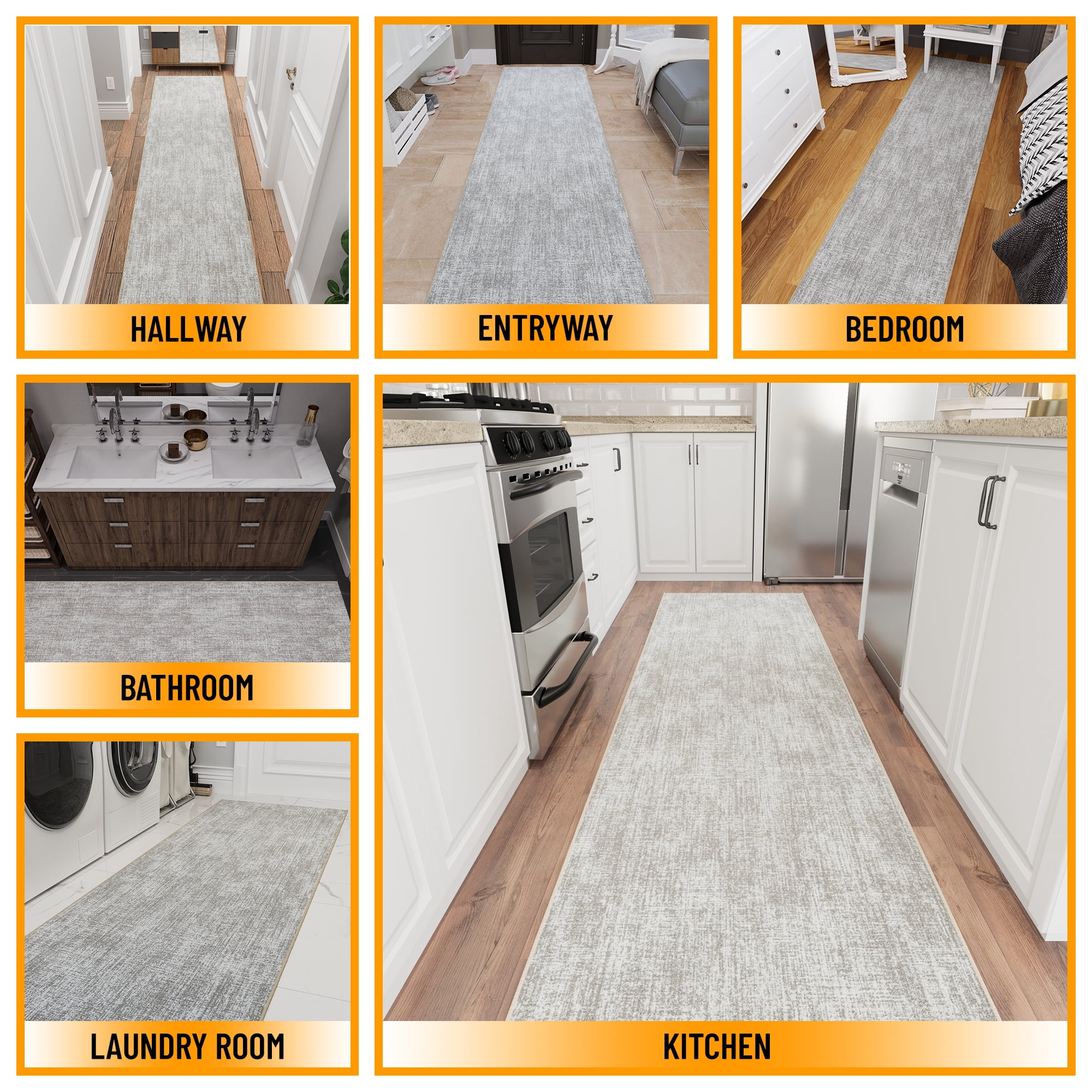 Ottomanson Aisle Runner Rug 2'7" x 15' Soft Non-Slip Indoor Rug, Solid Beige