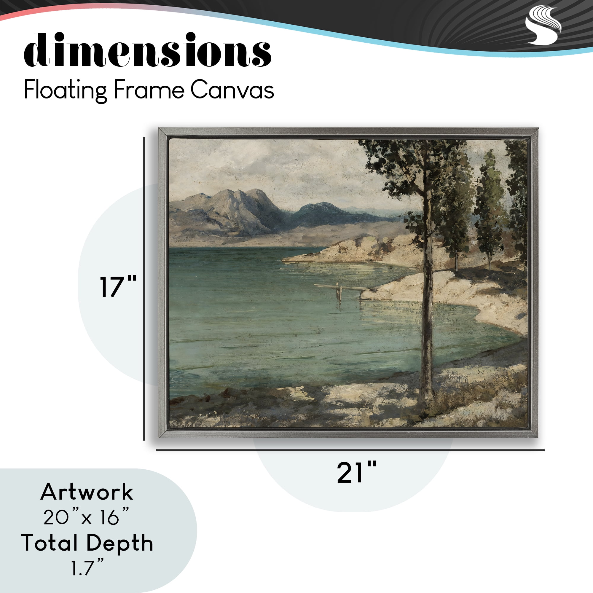 Stupell Industries Tranquil Shore with Trees Gray Framed Floater Canvas Wall Art, design by Arlington Prints