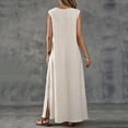 thumbnail image 4 of YuXingFu Loose Cotton Casual Dresses Women Maxi V-Neck Plus Size Womens Dress Sleeveless with Pocket Long Casual Summer Beige S, 4 of 6