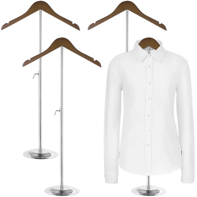 4 Pcs T-Shirt Display Stands, Wooden Clothing Display Rack with Adjustable Height, Portable Garment Rack, Adjustable T-Shirt Display Holder