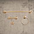 thumbnail image 5 of SENTO ROBIKI Modern Bathroom Accessories Set, Heavy Duty Metal Bath Hardware Set Wall Mounted, Includes Robe Hook, Standard Toilet Paper Holder, Towel Ring, 24” Towel Bar (4-Piece, Satin Brass), 5 of 8