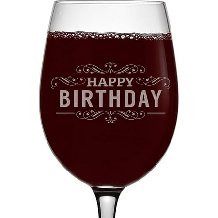 

Happy Birthday (English) Etched 16oz Stemmed Wine Glass