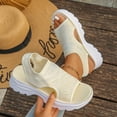 thumbnail image 5 of Women's Platform Sandals Lightweight Knitting Beach Sandal Breathable Thick Sole Wedge Walking Shoes Black Size 7, 5 of 7