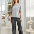 thumbnail image 6 of ebukurty Pajamas Sets for Women 2 Piece Short Sleeve Lounge Set Round Neck Shirt and Plaid Pants Sleepwear Outfit for Women, 6 of 8