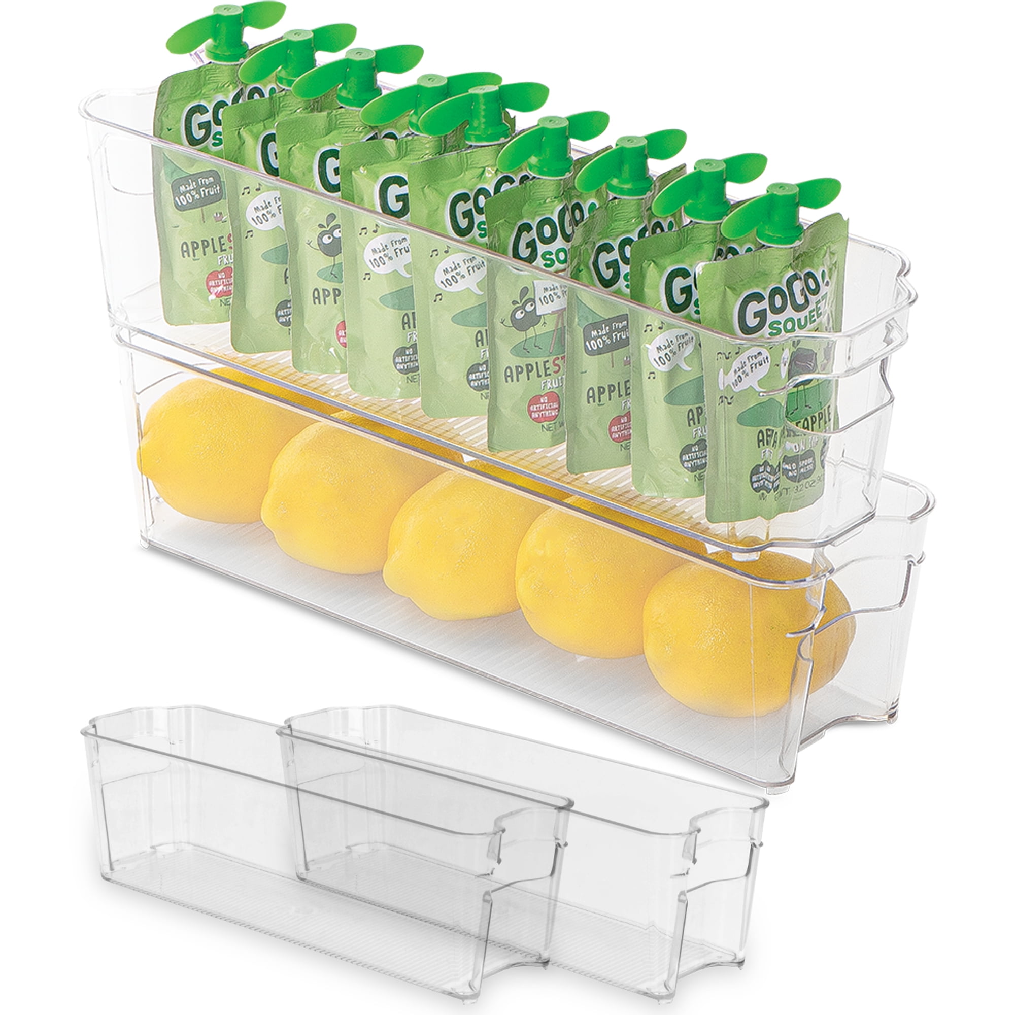 Smart Design Stackable Set of 4 Refrigerator Bins - 4 x 15 Inch - with ...