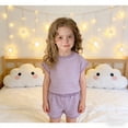 thumbnail image 4 of Laipiong Girls Summer Outfits Casual 2 Piece Stylish Striped Short Sleeve T Shirt and Elastic Waist Shorts Stretch Comfy Sporty Workout Sets, 4 of 5