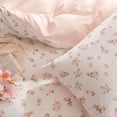 thumbnail image 6 of JOLUSERE Pink loyalty Floral Comforter Queen Sets, 3 Pieces Chic Botanical Pink White Floral Reversible Comforter for All Season, 6 of 11